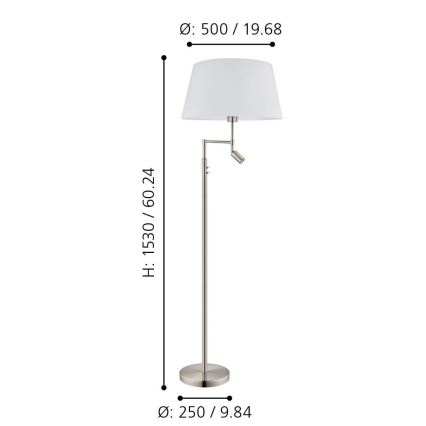 Eglo/Edi Light - LED Podna lampa SANTANDER 1xE27/11W/230V + LED/2,3W mat krom