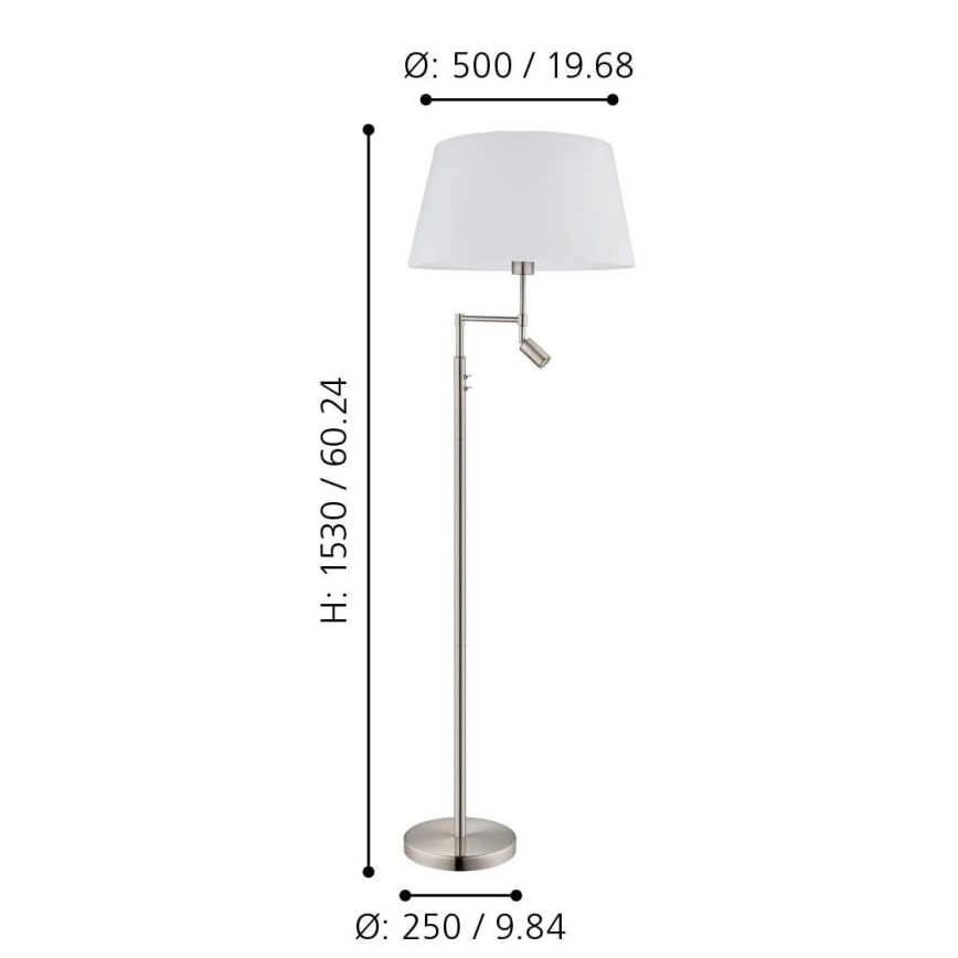 Eglo/Edi Light - LED Podna lampa SANTANDER 1xE27/11W/230V + LED/2,3W mat krom