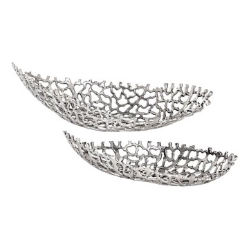 Eglo - Komplet 2x dekorativnih pladnjeva 44/61 cm, srebrne boje