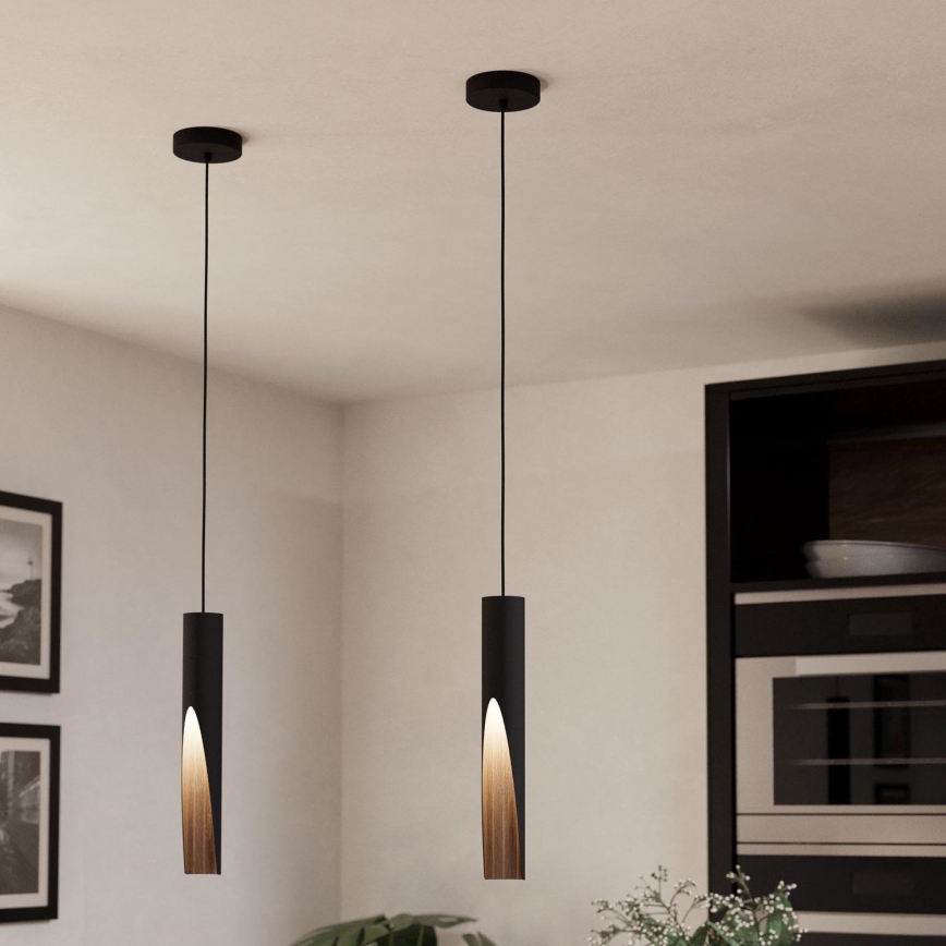 Eglo - LED luster na sajli 1xGU10/4,5W/230V crno/braon