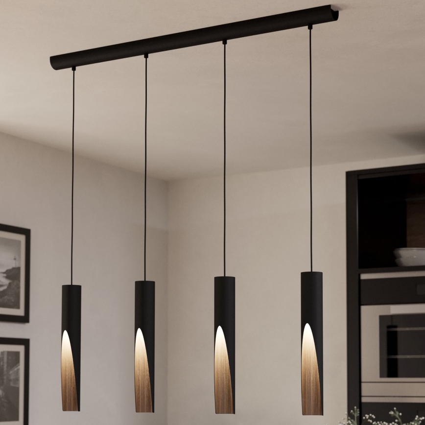 Eglo - LED luster na sajli 4xGU10/4,5W/230V 3000K crno/braon