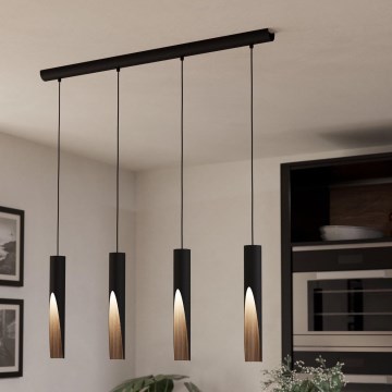 Eglo - LED luster na sajli 4xGU10/4,5W/230V crno/braon