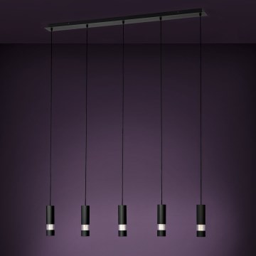 Eglo - LED luster na sajli 5xGU10/4,6W/230V crno