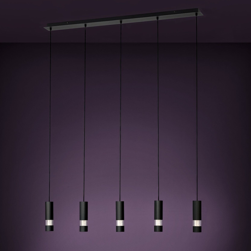 Eglo - LED luster na sajli 5xGU10/4,6W/230V crno
