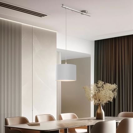 Eglo - LED  Luster na sajli CALCENA 1xE27/60W/230V krom/bela