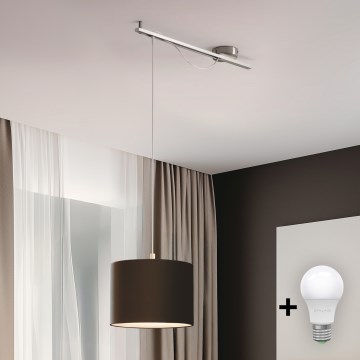 Eglo - LED  Luster na sajli CALCENA 1xE27/60W/230V krom/braon