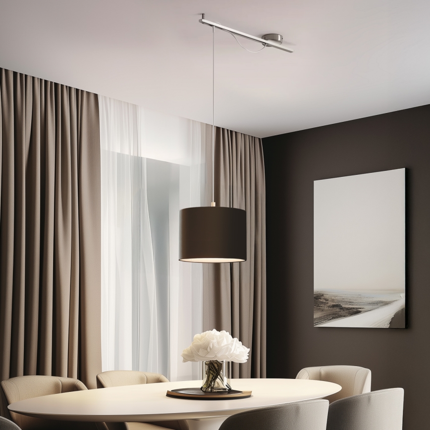 Eglo - LED  Luster na sajli CALCENA 1xE27/60W/230V krom/braon