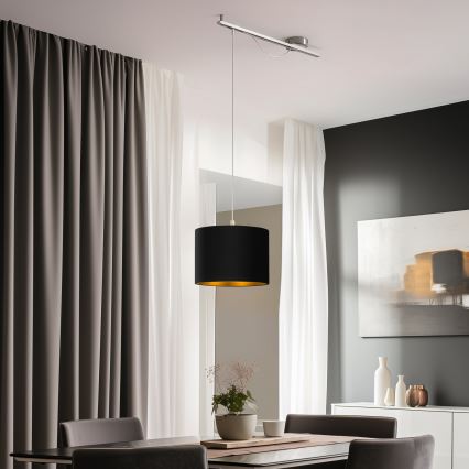 Eglo - LED  Luster na sajli CALCENA 1xE27/60W/230V krom/crno