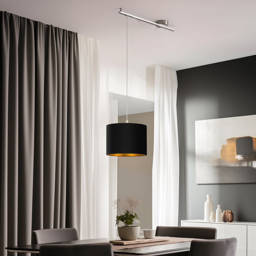 Eglo - LED  Luster na sajli CALCENA 1xE27/60W/230V krom/crno
