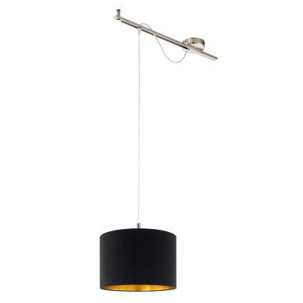 Eglo - LED  Luster na sajli CALCENA 1xE27/60W/230V krom/crno