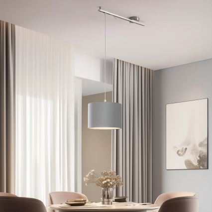 Eglo - LED  Luster na sajli CALCENA 1xE27/60W/230V krom/sivo
