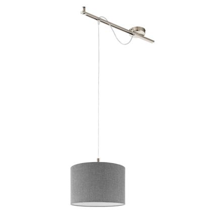 Eglo - LED  Luster na sajli CALCENA 1xE27/60W/230V krom/sivo