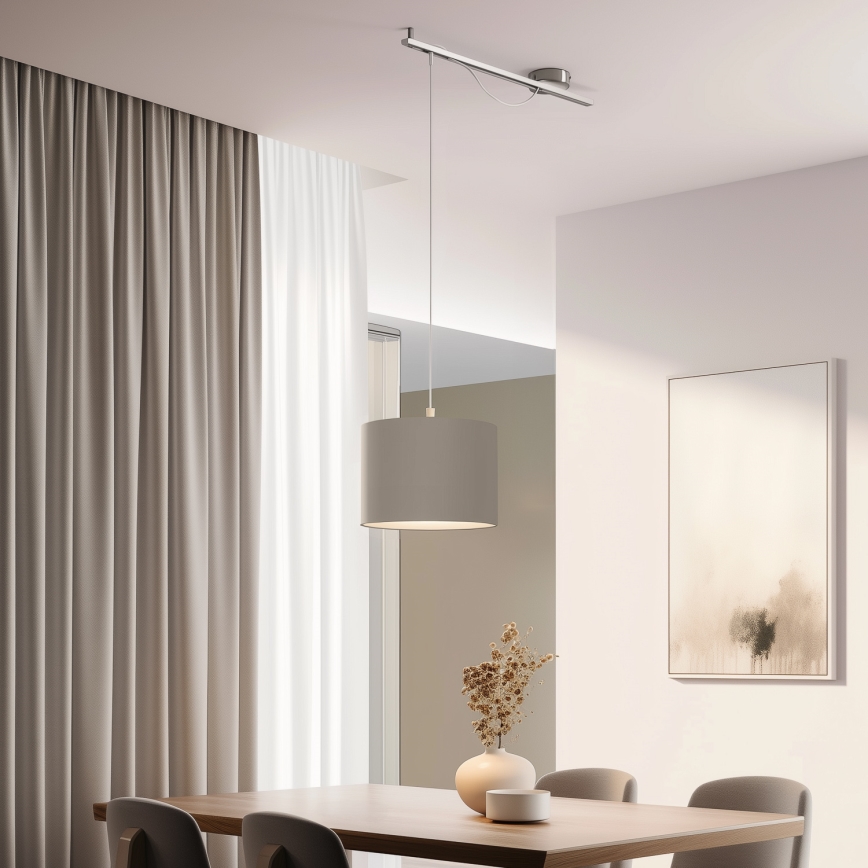 Eglo - LED  Luster na sajli CALCENA 1xE27/60W/230V krom/taupe