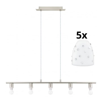 Eglo - LED luster na sajli MY CHOICE 5xE14/4W/230V krom/bela