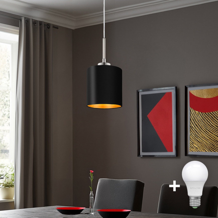 Eglo - LED luster na sajli TUNJA 1xE27/60W/230V crno
