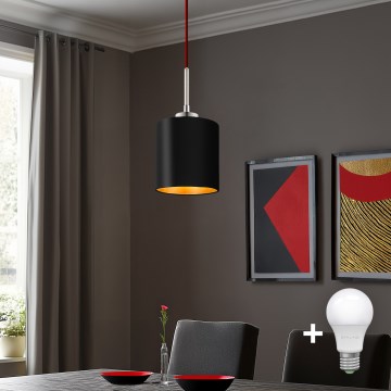 Eglo - LED  Luster na sajli TUNJA 1xE27/60W/230V crno