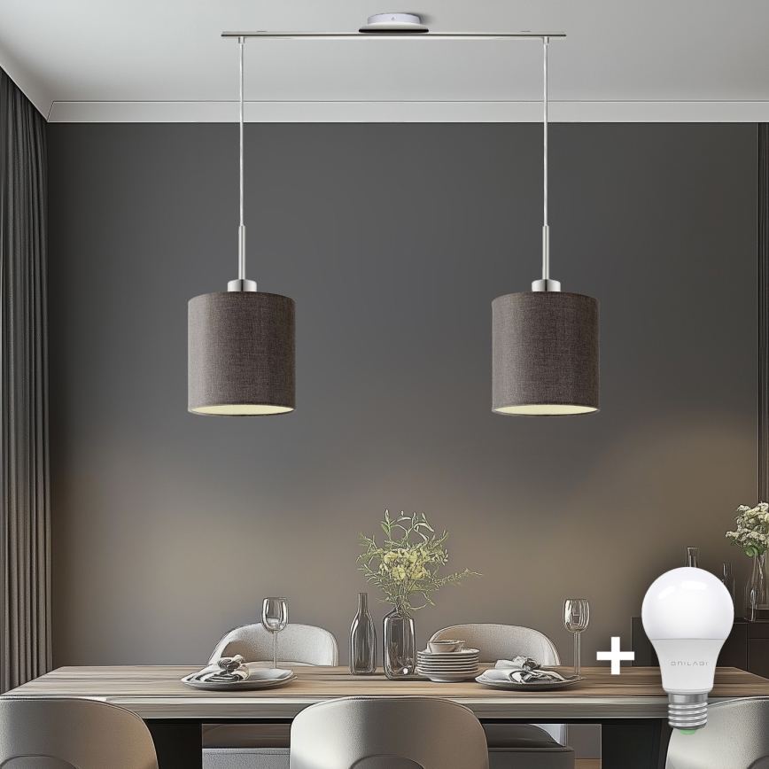 Eglo - LED  Luster na sajli TUNJA 2xE27/60W/230V braon