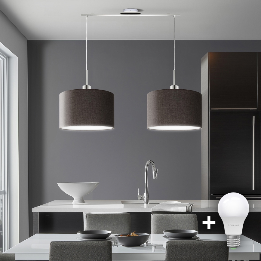 Eglo - LED  Luster na sajli TUNJA 2xE27/60W/230V braon