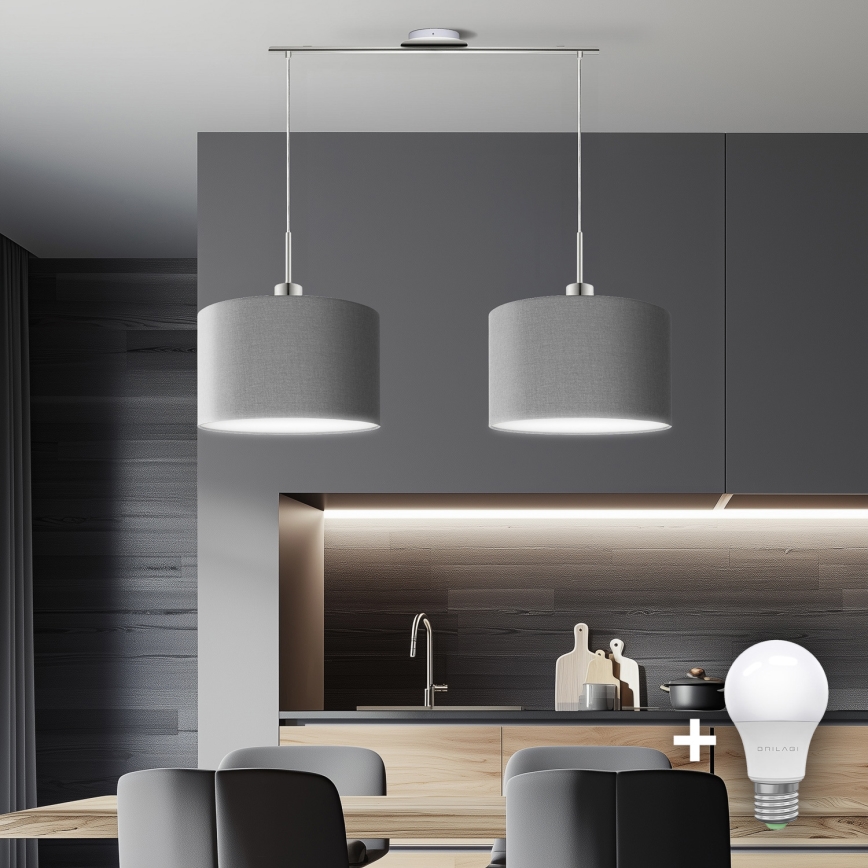 Eglo - LED  Luster na sajli TUNJA 2xE27/60W/230V sivo
