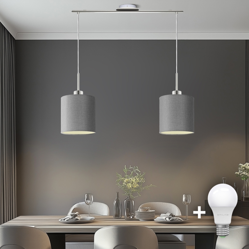 Eglo - LED  Luster na sajli TUNJA 2xE27/60W/230V sivo