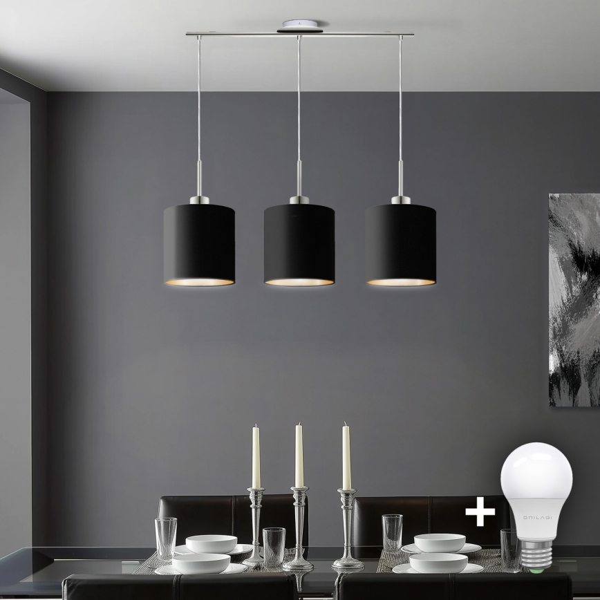 Eglo - LED  Luster na sajli TUNJA 3xE27/60W/230V crno