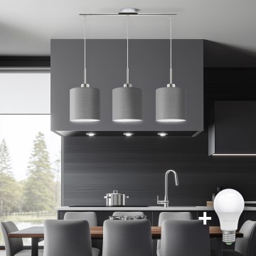 Eglo - LED  Luster na sajli TUNJA 3xE27/60W/230V sivo