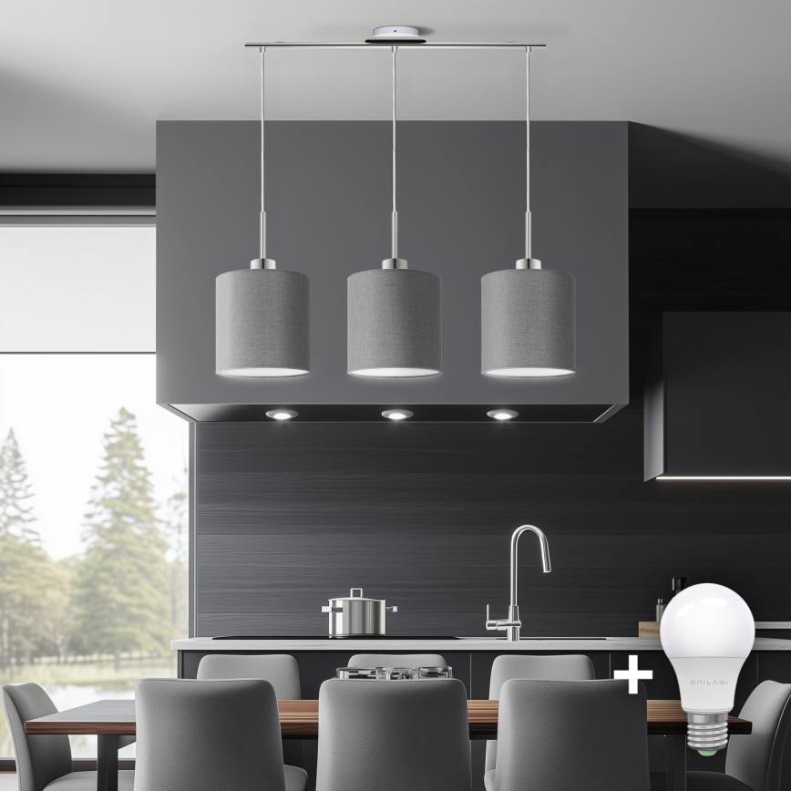 Eglo - LED  Luster na sajli TUNJA 3xE27/60W/230V sivo