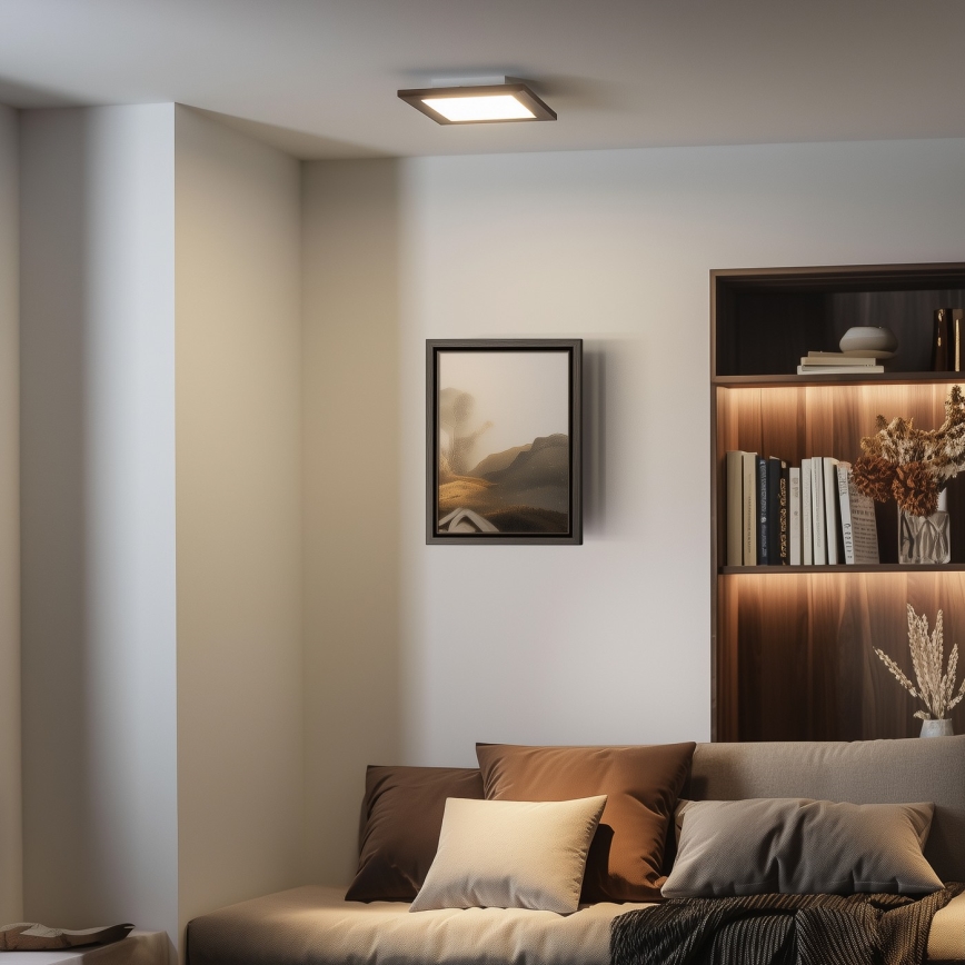 Eglo - LED Nadgradni panel SALOBRENA-RW WOOD LED/17W/230V 2700/4000K 34x34 cm tamno braon