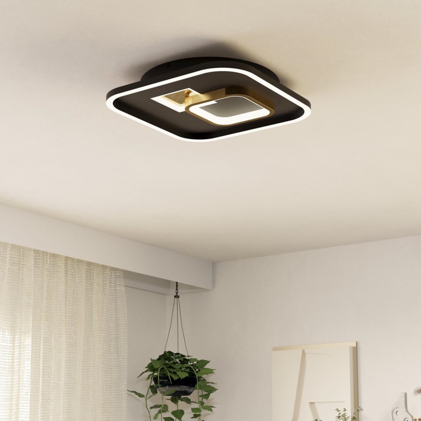 Eglo - LED Plafonjera 1xLED/16,2W/230V + 1xLED/9,2W 38x38 cm crno/zlatna