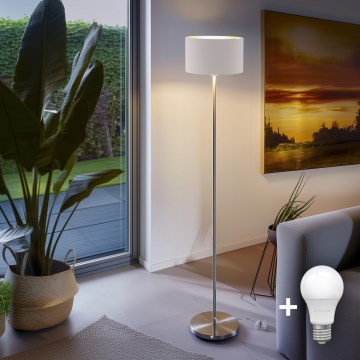 Eglo - LED  Podna lampa TUNJA 1xE27/60W/230V mat krom/bela