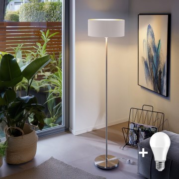 Eglo - LED  Podna lampa TUNJA 1xE27/60W/230V mat krom/bela