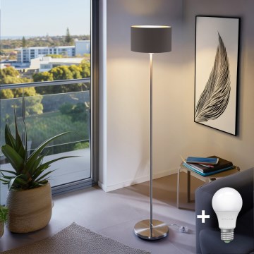 Eglo - LED  Podna lampa TUNJA 1xE27/60W/230V mat krom/braon