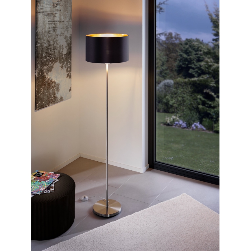 Eglo - LED  Podna lampa TUNJA 1xE27/60W/230V mat krom/crno