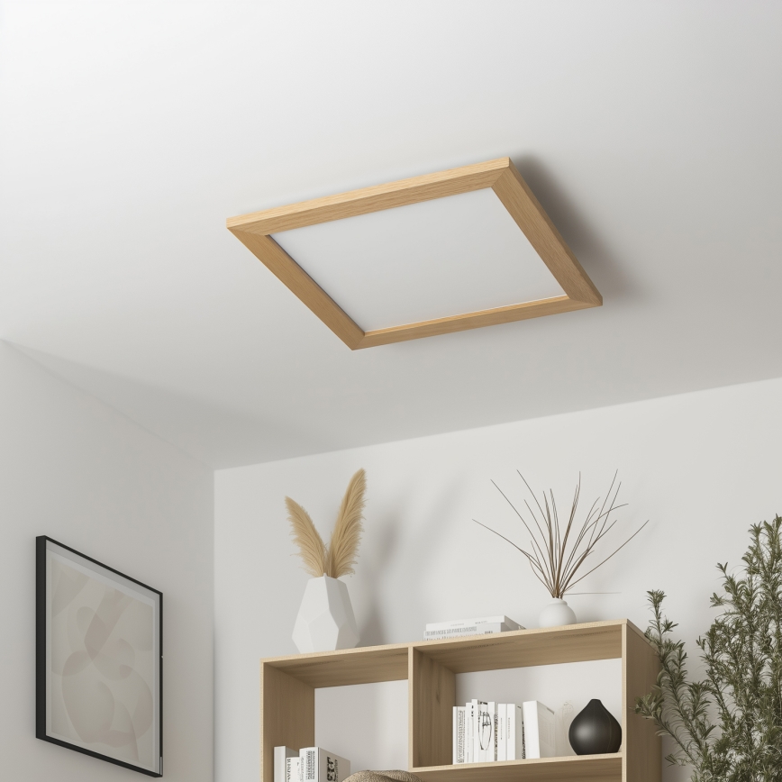 Eglo - LED Prigušivi nadgradni panel POZZALLO WOOD LED/21W/230V 2700-6500K 49,5x49,5 cm braon + Daljinski upravljač