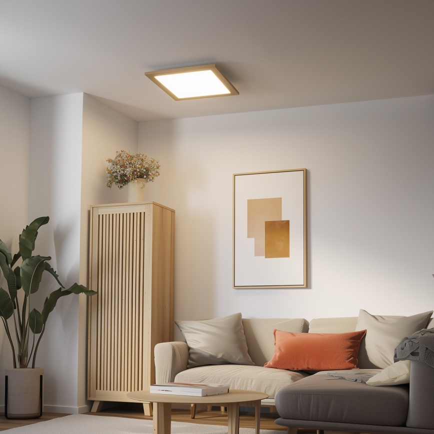 Eglo - LED Prigušivi nadgradni panel POZZALLO WOOD LED/21W/230V 2700-6500K 49,5x49,5 cm braon + Daljinski upravljač