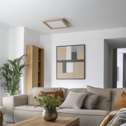 Eglo - LED Prigušivi nadgradni panel POZZALLO WOOD LED/21W/230V 2700-6500K 49,5x49,5 cm braon + Daljinski upravljač