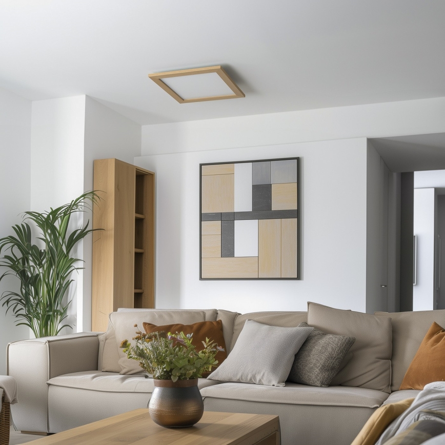 Eglo - LED Prigušivi nadgradni panel POZZALLO WOOD LED/21W/230V 2700-6500K 49,5x49,5 cm braon + Daljinski upravljač