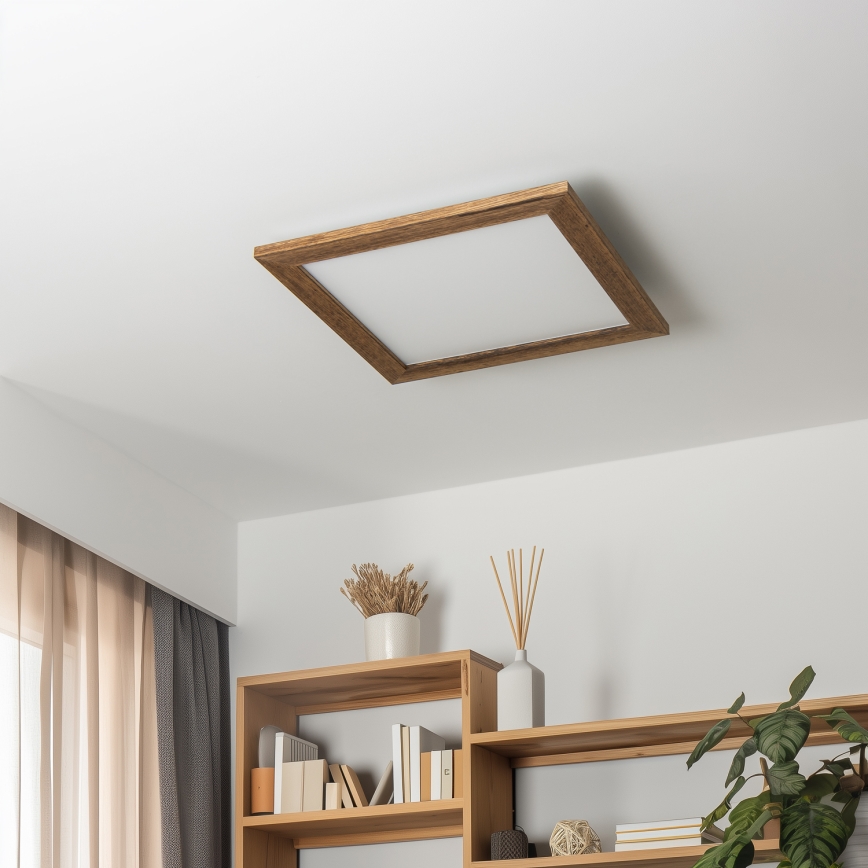 Eglo - LED Prigušivi nadgradni panel POZZALLO WOOD LED/21W/230V 2700-6500K 49,5x49,5 cm braon + Daljinski upravljač