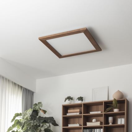 Eglo - LED Prigušivi nadgradni panel POZZALLO WOOD LED/21W/230V 2700-6500K 49,5x49,5 cm tamno braon + Daljinski upravljač