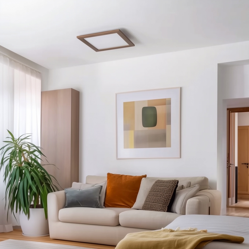 Eglo - LED Prigušivi nadgradni panel POZZALLO WOOD LED/21W/230V 2700-6500K 49,5x49,5 cm tamno braon + Daljinski upravljač