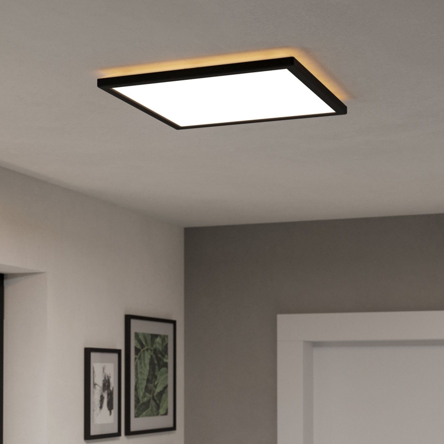 Eglo - LED Prigušiva plafonjera za kupatilo LED/17,6W/230V 2700-6500K 39x39 cm IP44 crno + Daljinski upravljač