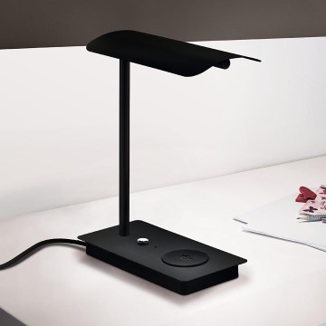 Eglo - LED prigušiva stona lampa na dodir sa bežičnim punjenjem LED/5,8W/230V crna