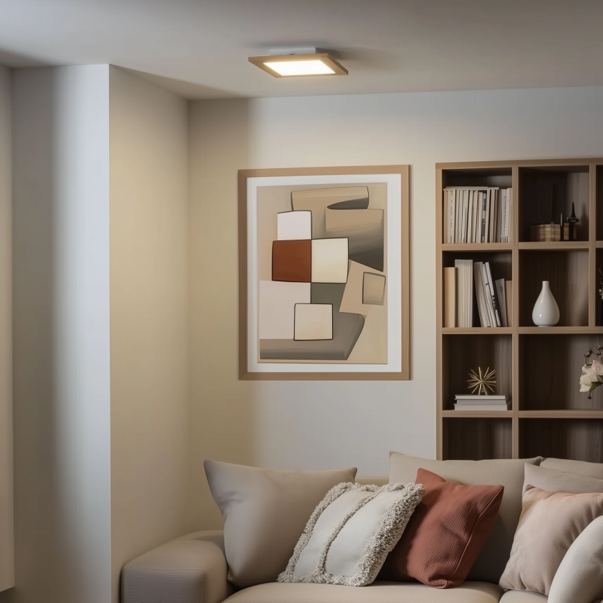 Eglo - LED Prigušivi nadgradni panel SALOBRENA 2 WOOD LED/16W/230V 4000K 34x34 cm braon