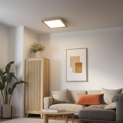 Eglo - LED Prigušivi nadgradni panel SALOBRENA 2 WOOD LED/25W/230V 4000K 49,5x49,5 cm braon