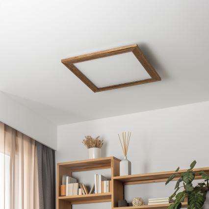Eglo - LED Prigušivi nadgradni panel SALOBRENA 2 WOOD LED/25W/230V 4000K 49,5x49,5 cm braon
