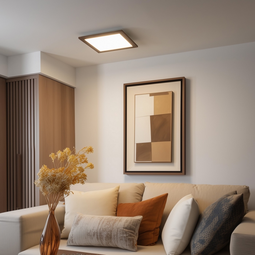 Eglo - LED Prigušivi nadgradni panel SALOBRENA 2 WOOD LED/25W/230V 4000K 49,5x49,5 cm braon