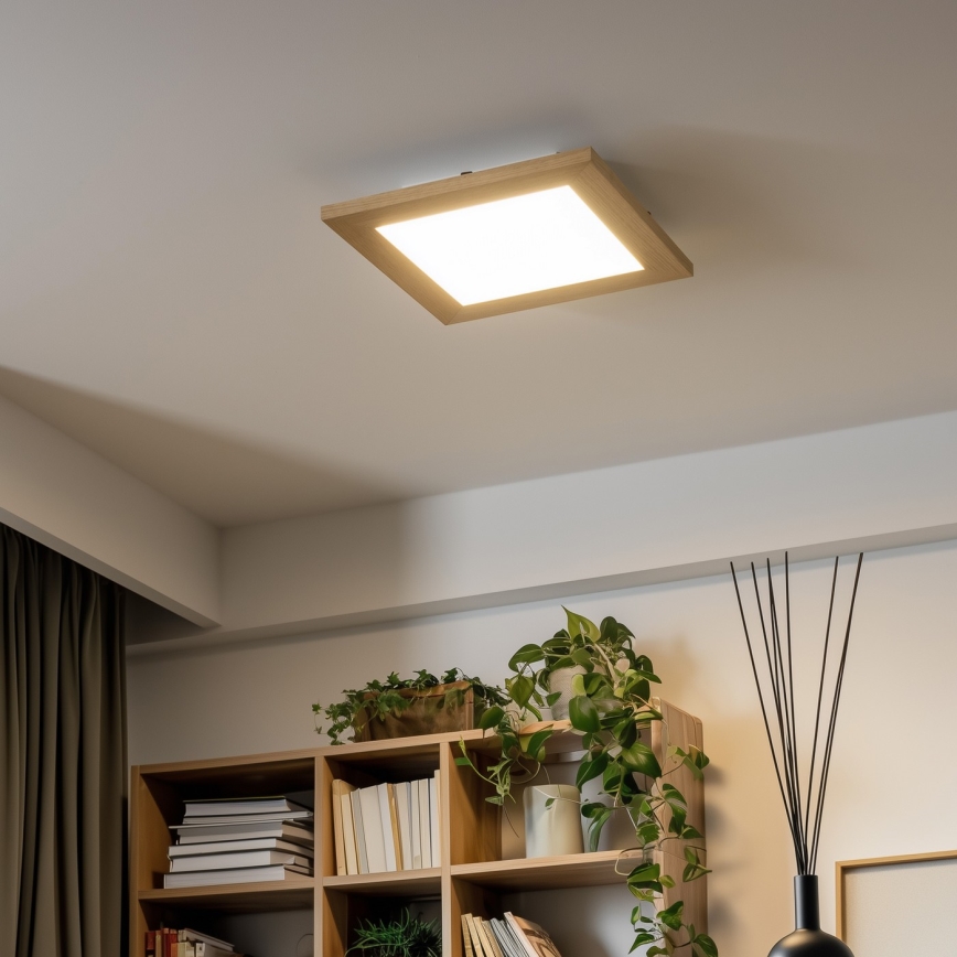 Eglo - LED Prigušivi nadgradni panel SALOBRENA 2 WOOD LED/16W/230V 4000K 34x34 cm braon