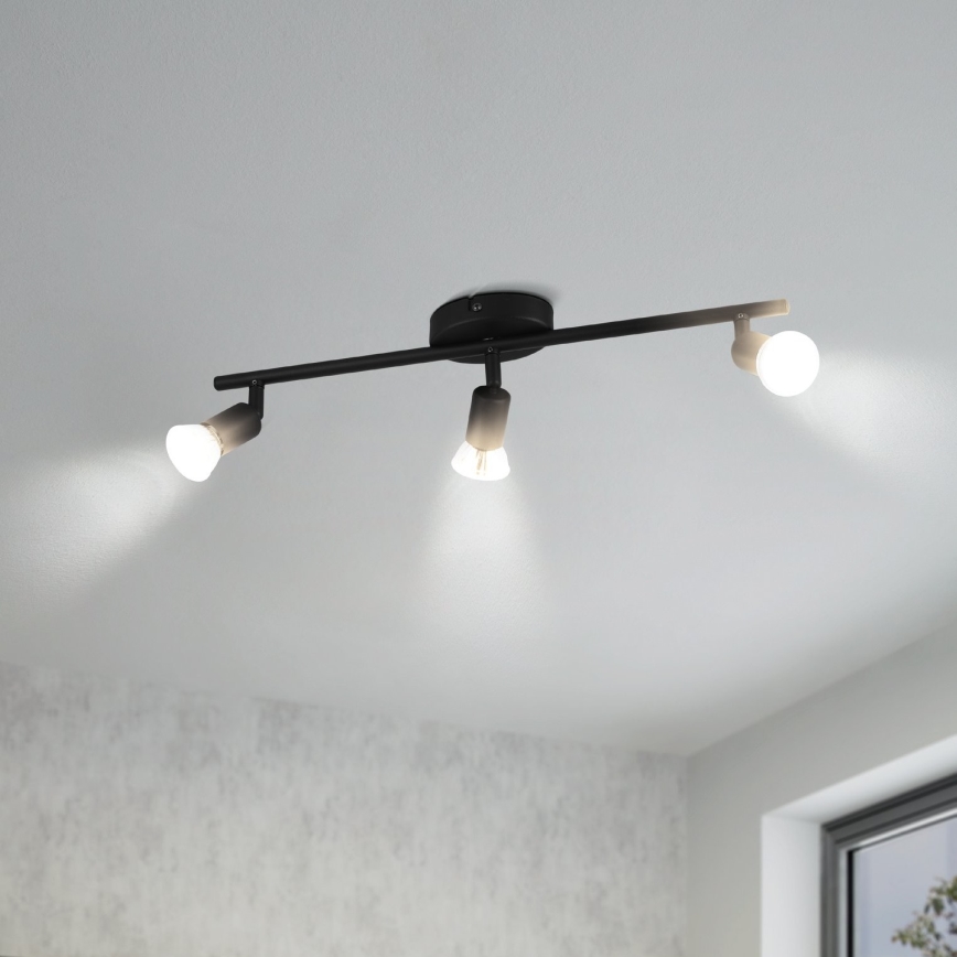 Eglo - LED Reflektorska lampa 3xGU10/2,8W/230V 3000K crno