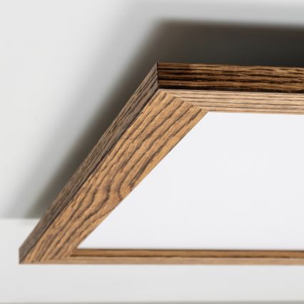Eglo - LED RGB Prigušivi nadgradni panel SALOBRENA-C WOOD LED/30,5W/230V 2700-6500K 64x64 cm braon + Daljinski upravljač