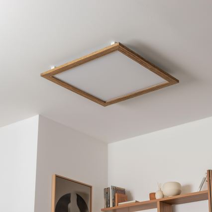Eglo - LED RGB Prigušivi nadgradni panel SALOBRENA-C WOOD LED/30,5W/230V 2700-6500K 64x64 cm braon + Daljinski upravljač